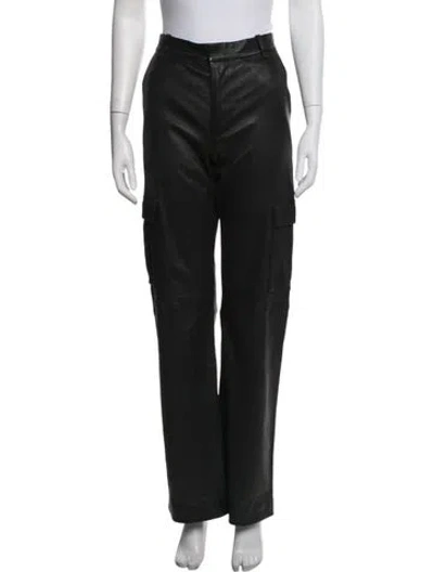 Pre-owned Sprwmn Leather Straight Leg Pants In Black