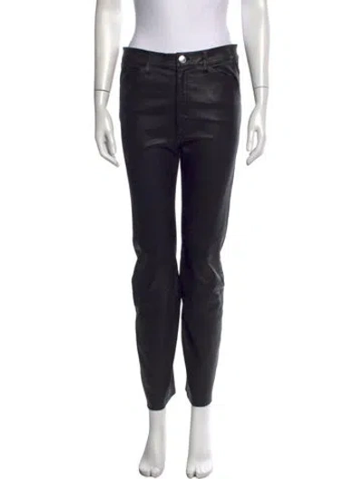 Pre-owned Sprwmn Leather Straight Leg Pants In Black