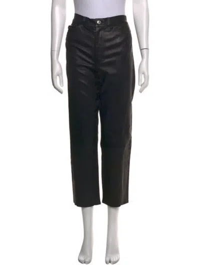 Pre-owned Sprwmn Leather Straight Leg Pants In Black
