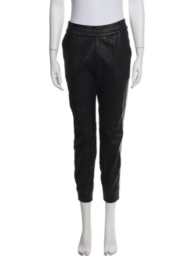Pre-owned Sprwmn Leather Straight Leg Pants In Black