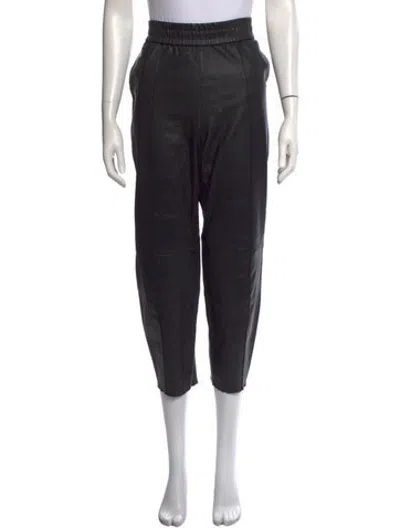Pre-owned Sprwmn Leather Straight Leg Pants In Black