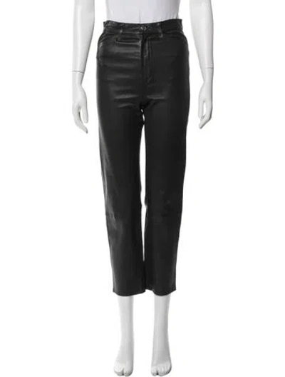 Pre-owned Sprwmn Leather Straight Leg Pants In Blue