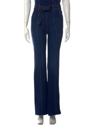 Pre-owned Sprwmn Leather Straight Leg Pants In Blue