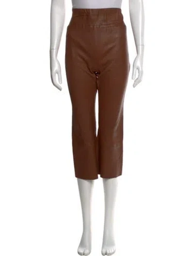 Pre-owned Sprwmn Leather Straight Leg Pants In Brown