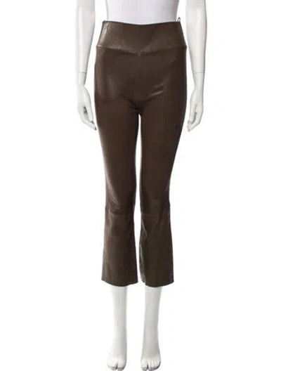 Pre-owned Sprwmn Leather Straight Leg Pants In Brown