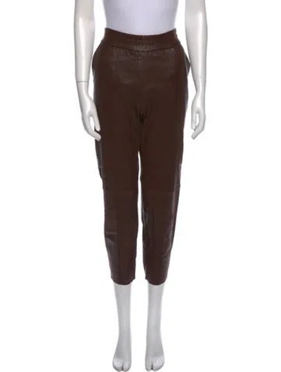 Pre-owned Sprwmn Leather Straight Leg Pants In Brown