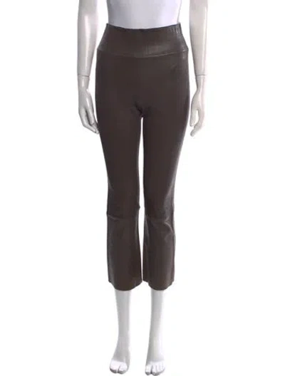 Pre-owned Sprwmn Leather Straight Leg Pants In Brown