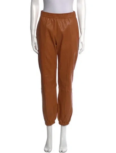 Pre-owned Sprwmn Leather Straight Leg Pants In Brown
