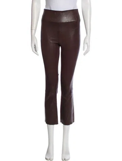 Pre-owned Sprwmn Leather Straight Leg Pants In Brown