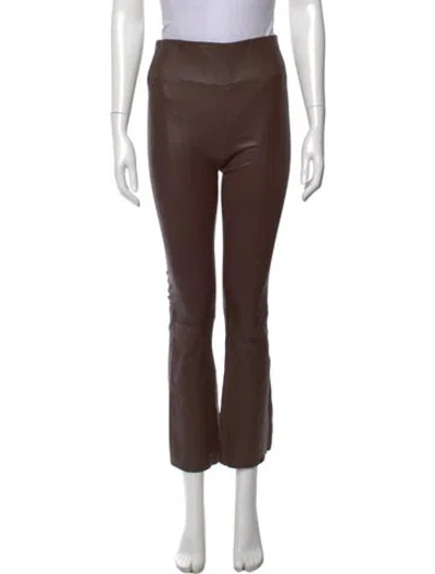 Pre-owned Sprwmn Leather Straight Leg Pants In Brown