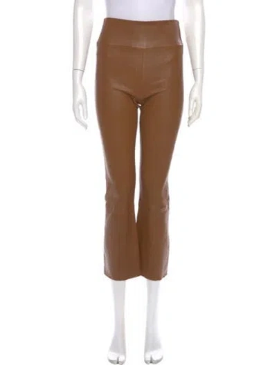 Pre-owned Sprwmn Leather Straight Leg Pants In Brown