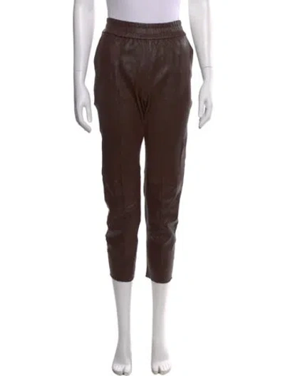 Pre-owned Sprwmn Leather Straight Leg Pants In Brown