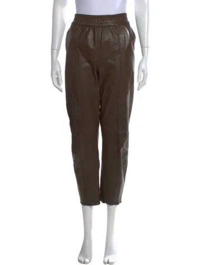 Pre-owned Sprwmn Leather Straight Leg Pants In Brown