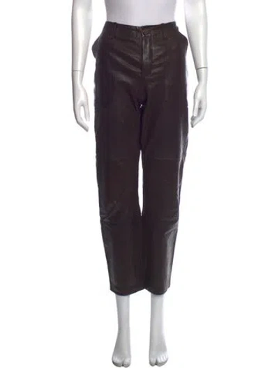 Pre-owned Sprwmn Leather Straight Leg Pants In Brown