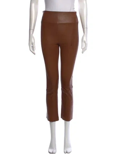 Pre-owned Sprwmn Leather Straight Leg Pants In Brown