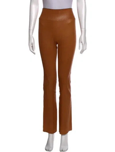 Pre-owned Sprwmn Leather Straight Leg Pants In Brown