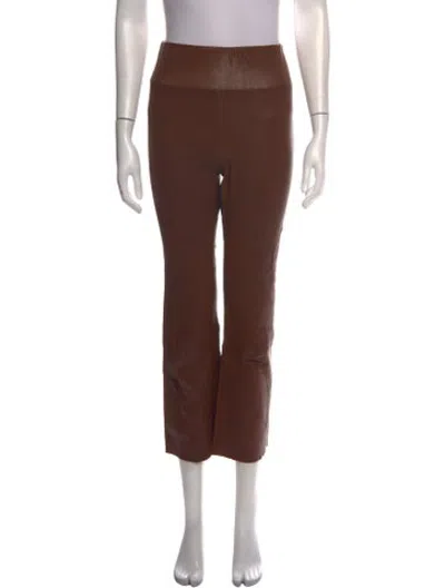 Pre-owned Sprwmn Leather Straight Leg Pants In Brown