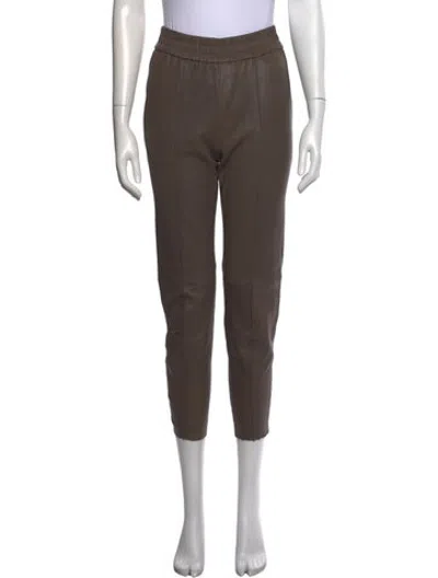 Pre-owned Sprwmn Leather Straight Leg Pants In Brown