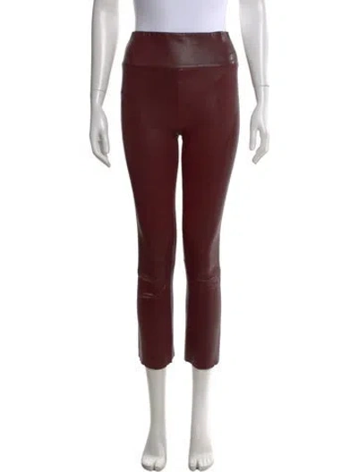Pre-owned Sprwmn Leather Straight Leg Pants In Burgundy