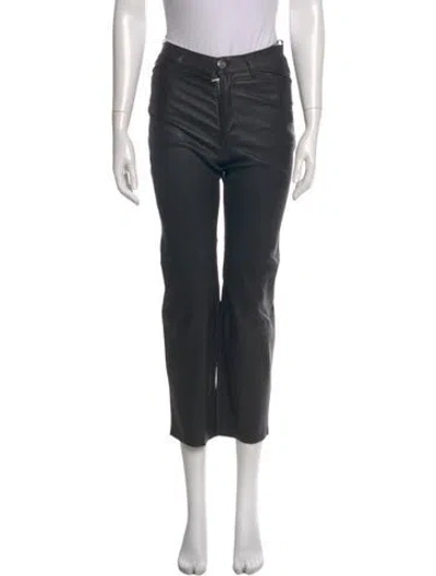 Pre-owned Sprwmn Leather Straight Leg Pants In Gray