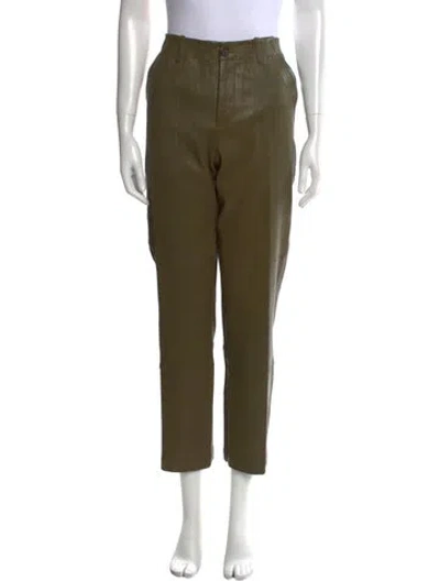 Pre-owned Sprwmn Leather Straight Leg Pants In Green