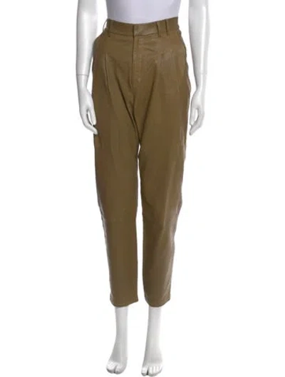 Pre-owned Sprwmn Leather Straight Leg Pants In Green