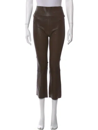 Pre-owned Sprwmn Leather Straight Leg Pants In Green