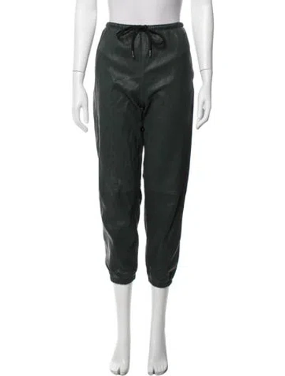 Pre-owned Sprwmn Leather Straight Leg Pants In Green