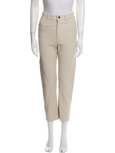 Pre-owned Sprwmn Leather Straight Leg Pants In Neutral