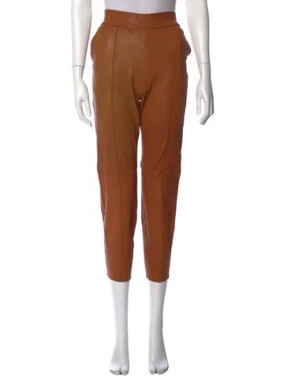 Pre-owned Sprwmn Leather Straight Leg Pants In Neutral