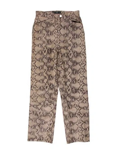 Pre-owned Sprwmn Leather Straight Leg Pants In Neutral