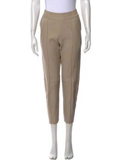 Pre-owned Sprwmn Leather Straight Leg Pants In Neutral