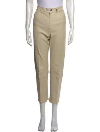 Pre-owned Sprwmn Leather Straight Leg Pants In Neutrals