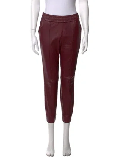 Pre-owned Sprwmn Leather Straight Leg Pants In Red