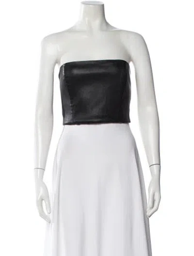 Pre-owned Sprwmn Leather Strapless Crop Top In Gray