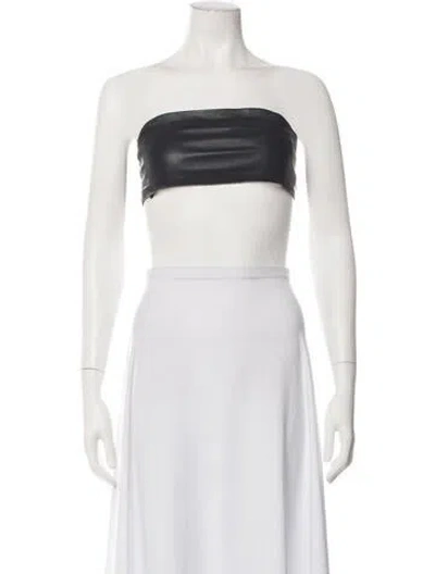 Pre-owned Sprwmn Leather Strapless Crop Top In Neutrals