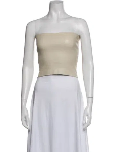 Pre-owned Sprwmn Leather Strapless Crop Top W/ Tags In Green