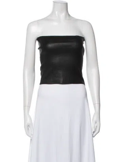 Pre-owned Sprwmn Leather Strapless Crop Top In White