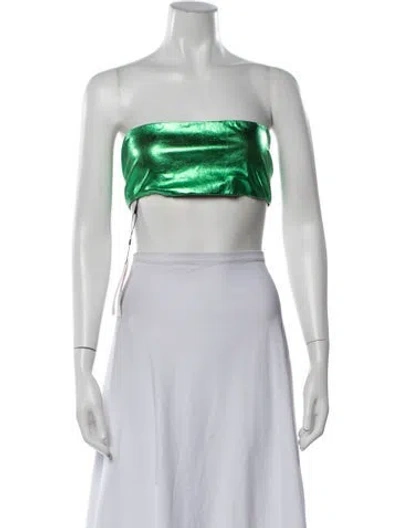 Pre-owned Sprwmn Leather Strapless Crop Top In White