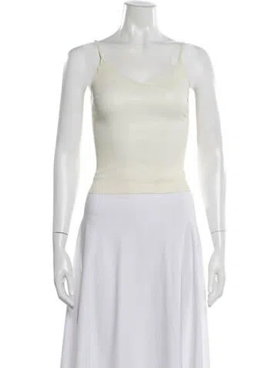Pre-owned Sprwmn Leather V-neck Top In Green