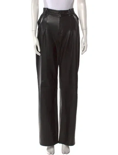 Pre-owned Sprwmn Leather Wide Leg Pants In Black