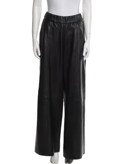 Pre-owned Sprwmn Leather Wide Leg Pants In Black
