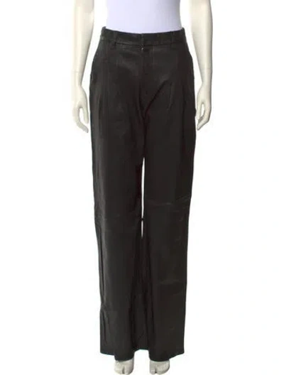Pre-owned Sprwmn Leather Wide Leg Pants In Black