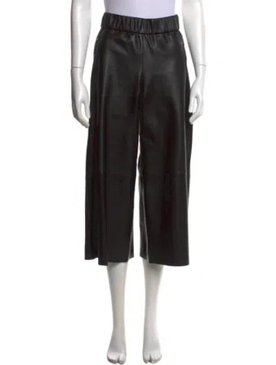 Pre-owned Sprwmn Leather Wide Leg Pants In Black
