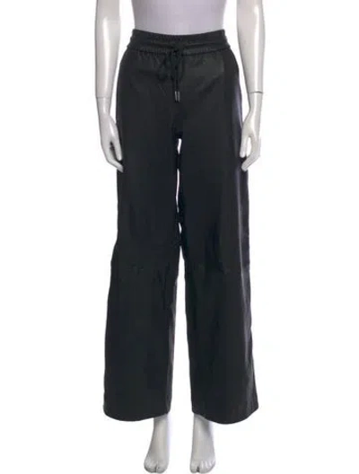 Pre-owned Sprwmn Leather Wide Leg Pants In Black