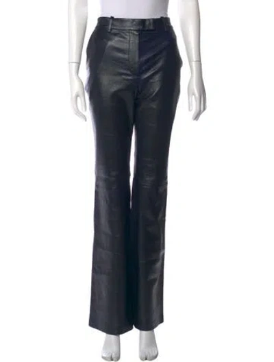 Pre-owned Sprwmn Leather Wide Leg Pants In Black