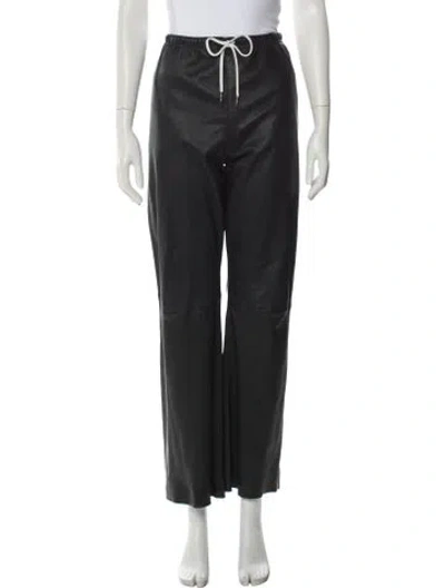 Pre-owned Sprwmn Leather Wide Leg Pants In Black