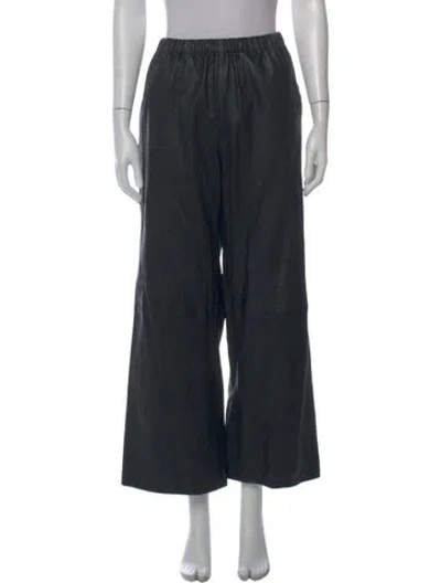 Pre-owned Sprwmn Leather Wide Leg Pants In Black