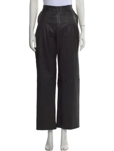 Pre-owned Sprwmn Leather Wide Leg Pants In Black