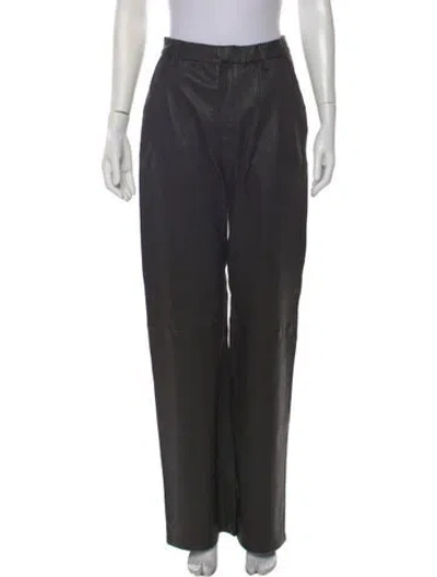 Pre-owned Sprwmn Leather Wide Leg Pants In Black